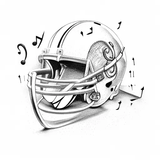 A Football Player With Musical Notes Flowing Out Of Their Helmet
