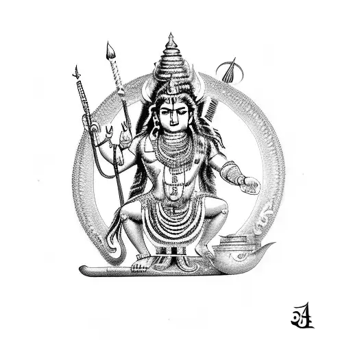 Shiva Wearing Kuppia Standing With A Gun In One Hand And His Trishul In Th Eother Hand