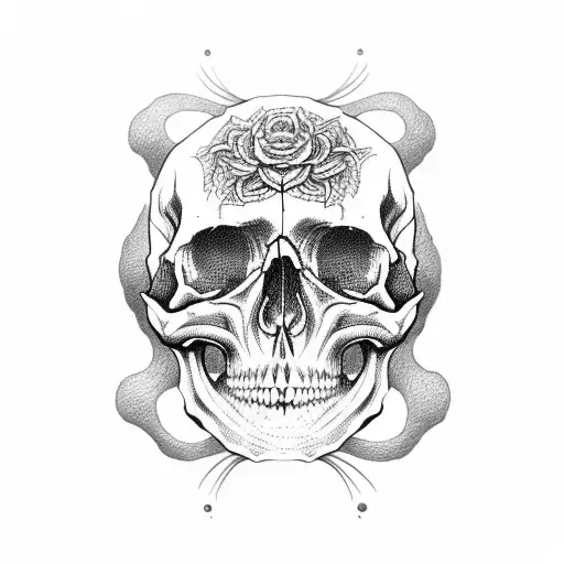 Skull That Is Half Face And Has Memnto Mori On The Top