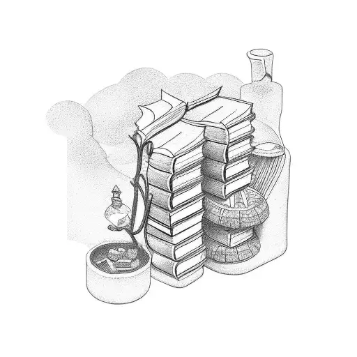 An Intricate Bookshelf Tattoo With Each Book Representing A Cherished Memory Or Family Member