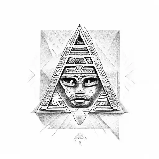 Mayan Face Inside A Pyramid