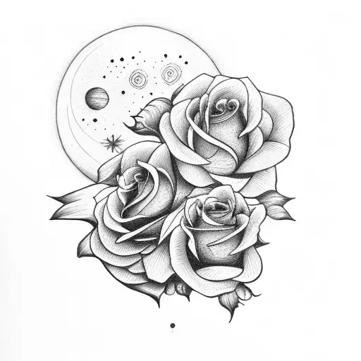 Rose & Rose Tree With Sun And Moon