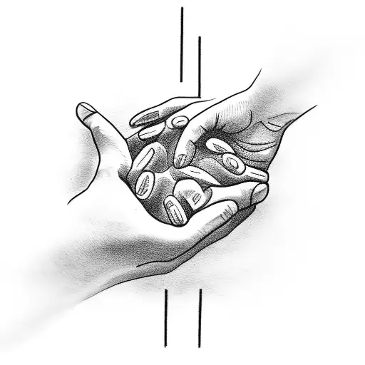 A Heartwarming Tattoo Depicting A Father Holding His New Born Daughter's Hand