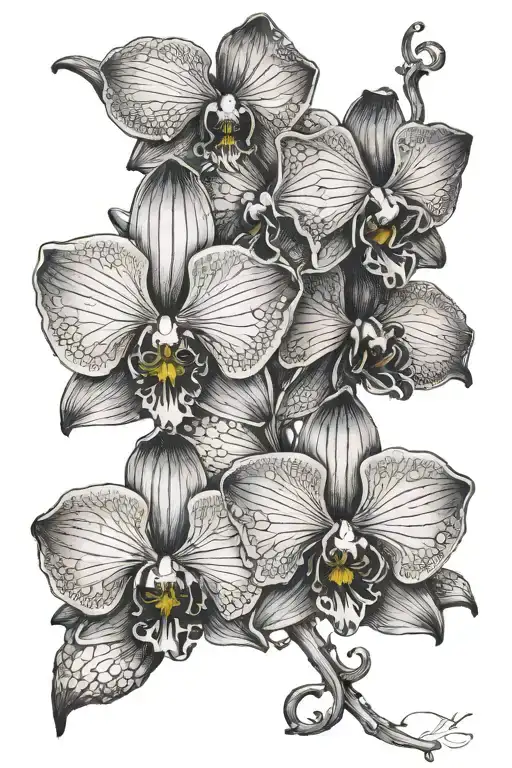 A Black Orchid Intertwined With The Initials Of Each Of Your Children's Names