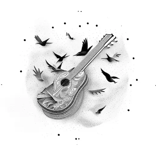 A Guitar Morphing Into A Flock Of Birds
