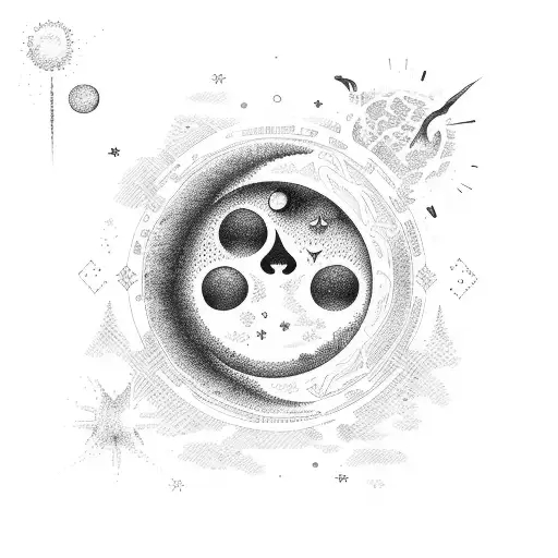 A Mystical Moon With A Trail Of Stars Forming The Word 'Mjm & Lsd'