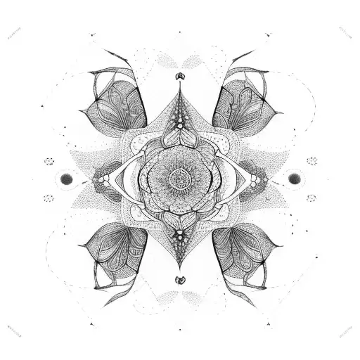 Airy And Playful Floral Line Design With Geometric Shapes In A Diagonal Pattern