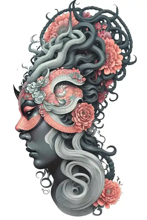 Medusa Goddess With Oni Mask