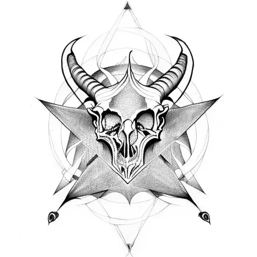 Upside Down Pentagram With Goat Skull