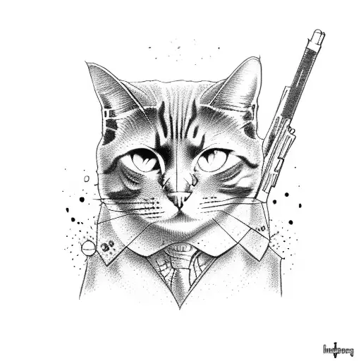 Mobster Cat Holding Gun