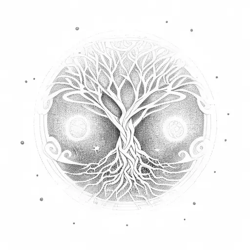 Cosmic Tree Of Life With Intertwining Branches