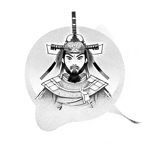 Anime-inspired Samurai Warrior Surrounded By Chinese Calligraphy