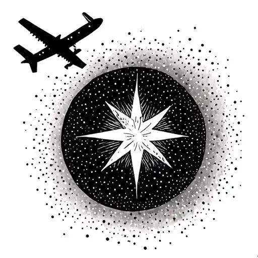 Airplane Flying To North Star