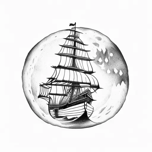 Pirate Ship Under Moon