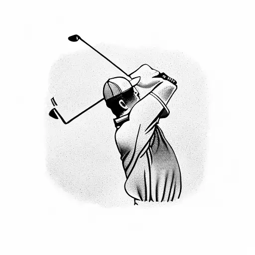 A Golf-themed Tattoo Incorporating Elements Of Nature