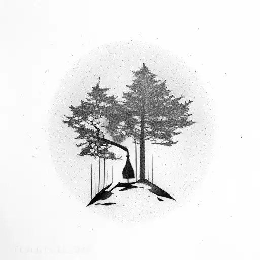 Forest Silhouette With Bottle Of Nikolai And Cranberry Juice