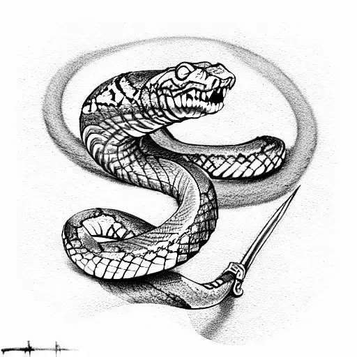 A Snake Wrapped Around A Sword
