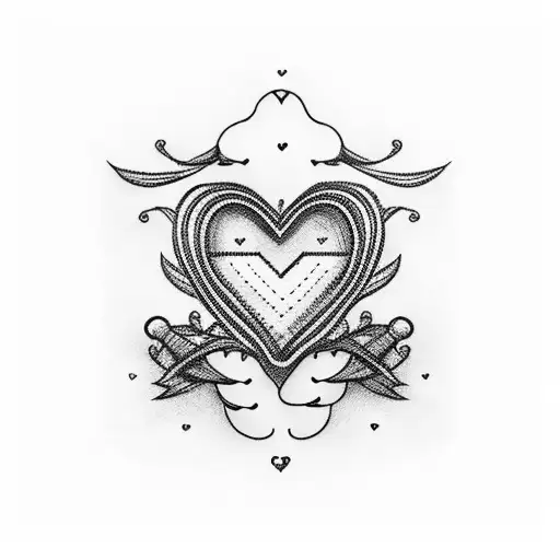 Colombia Sketch With A Vertical Line Of 5 Hearts