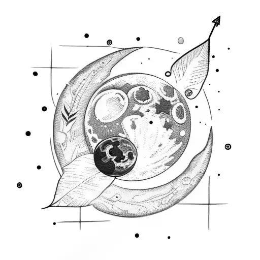 Moon With Leafs And Arrow Point