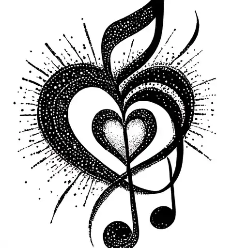 A Musical Note Intertwined With A Heart Symbolizing The Love For Music And Your Wife Stephanie