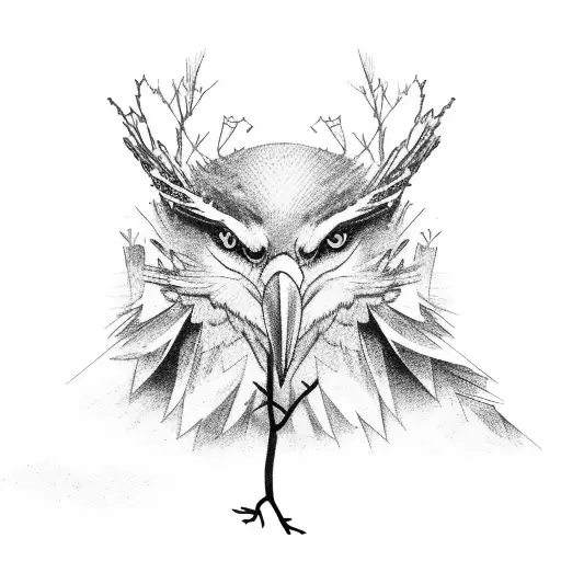 A Fierce-looking Crow Perched On A Branch With A Guitar In Its Claws