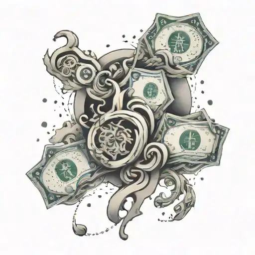 Abstract Design Of Money Flowing Into A Family Symbol