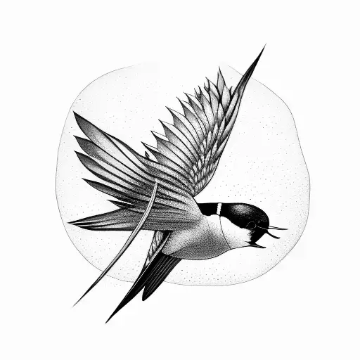 Swallow Flies Over Ocean