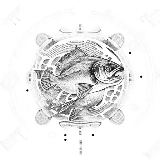 Circuit Board Design With Fish Swimming Through It