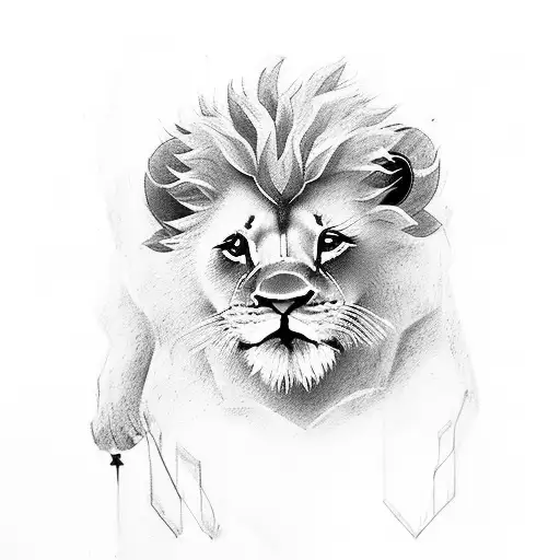 Lion Taking Care Of A Little Lion