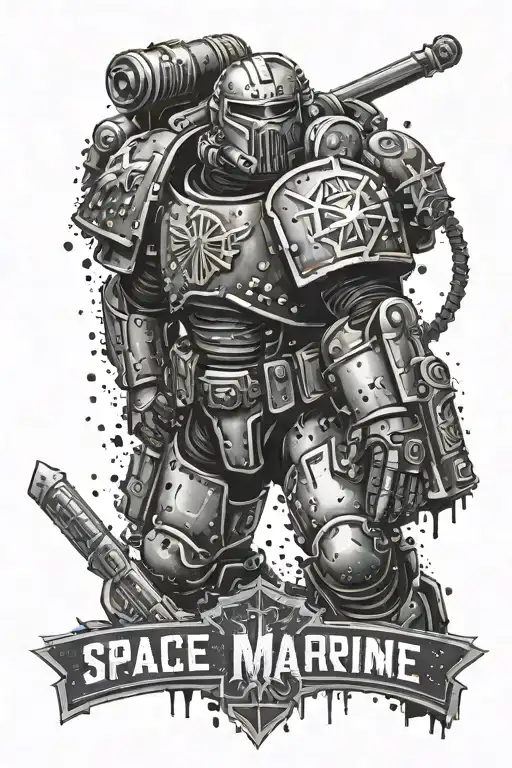 Space Marine Warhammer 40K Space Marine Doom Slayer Rosen Schriftzug