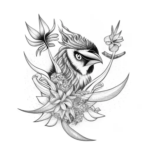 A Leonberg With Bird Of Paradise Flowers Next To Him