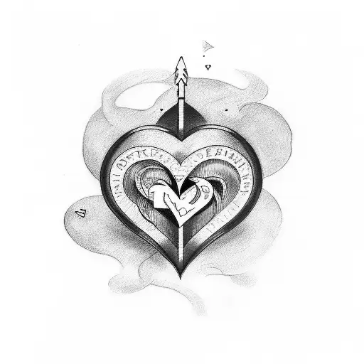 Desing A Tattoo With A Heart And Initial Letter M