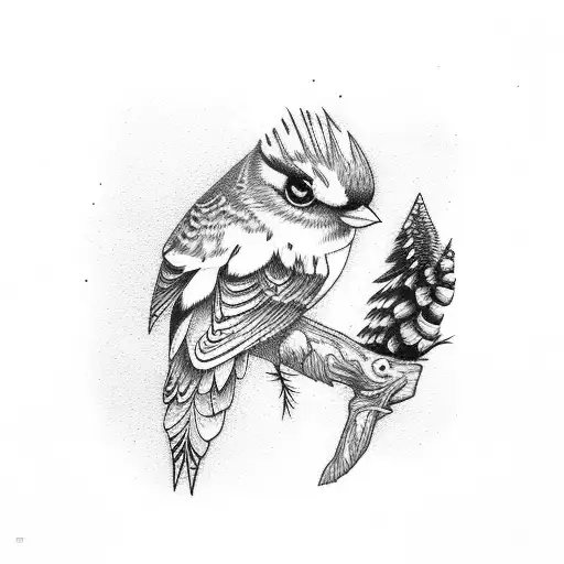 Bird On Pine