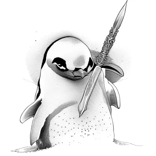 Penguin Holding A Dagger