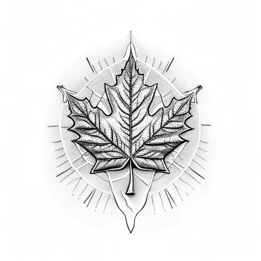 An Eye-shaped Maple Leaf With Veins Resembling A Clockwork Mechanism