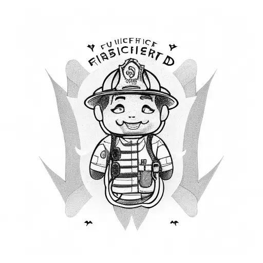 Firefighter Dad Hugging 2 Children