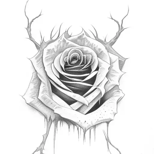 Dark Rose And Spider And 3 Drop Blood