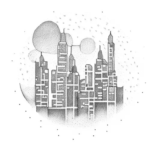A Cityscape With Buildings Made Of Coffee Beans And Musical Instruments