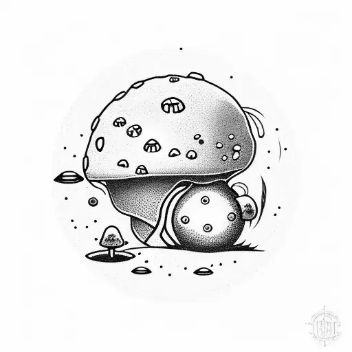 Planet With Mushrooms With Stars