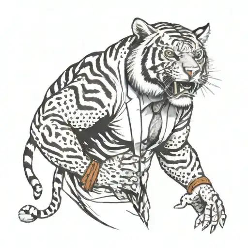 A Ceo In A Power Pose With A Tiger Wrapping Around Their Arm Symbolizing Strength And Leadership