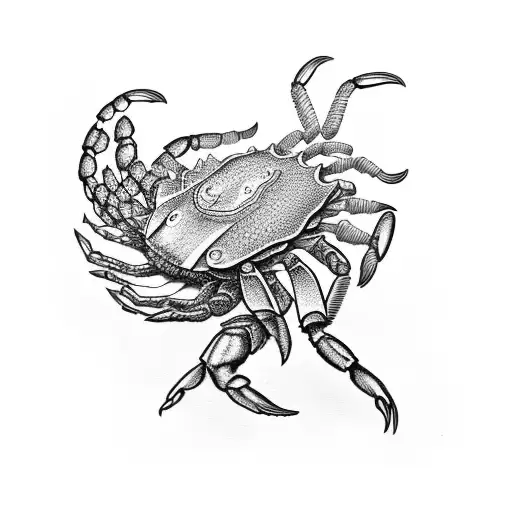 Maiden Holding A Crab And Lion