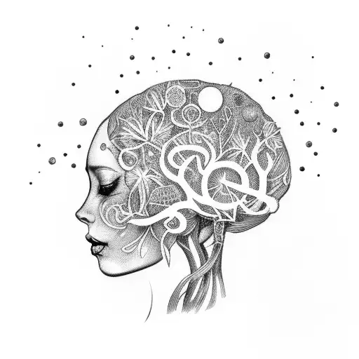 A Fairy Dancing On A Brain That Is Made Of Plants