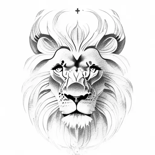 A Lion's Head Emerging From Crashing Ocean Waves