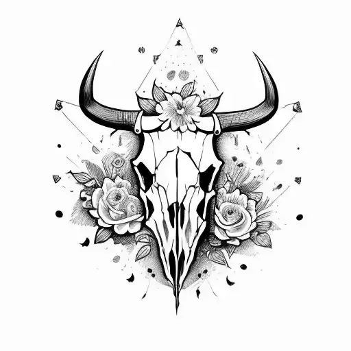 Bull Skull With Nature Background
