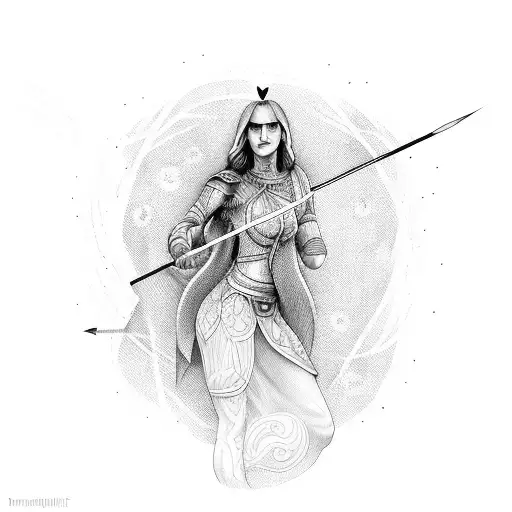 Saggitarius Women Holding An Arrow With Flames