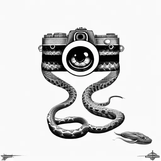 Camera Wrapped With Illuminati Eyes Along With A Snake Belt