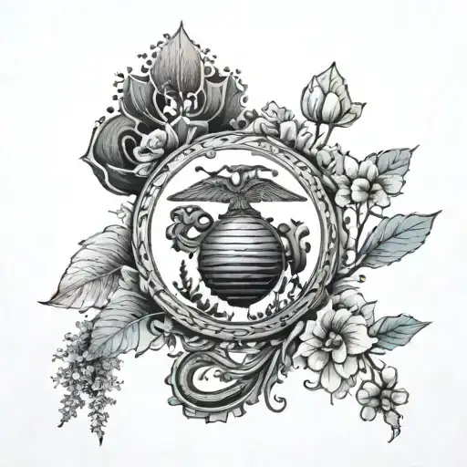 An Intricate Nature Scene With A Marine Corps Symbol Incorporated