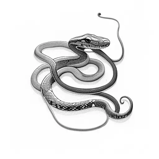 A Snake Intertwined With A Syringe Filled With Colorful Slime