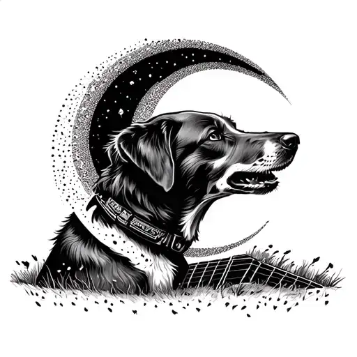A Dog Howling At A Moon Made Of Guitar Picks