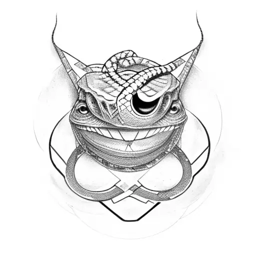 Camera Wrapped With Illuminati Eyes Along With A Snake Belt